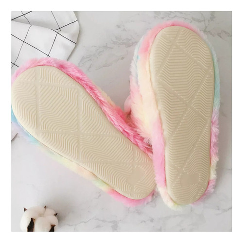 Pantuflas De Algodón Con Unicornio De Felpa Ombre