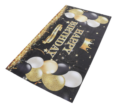 Cartel De Fondo De Feliz Cumpleaños Negro Y Dorado