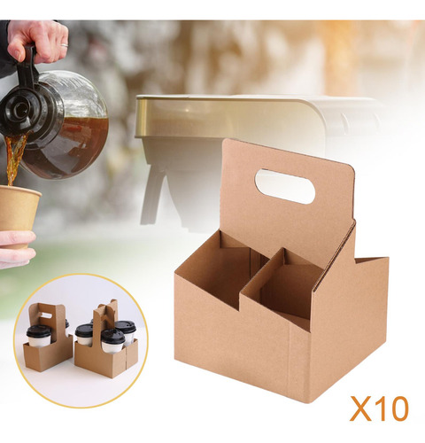 Portavasos De 10x 4 Tazas Para Llevar, 16cmx18cmx24cm