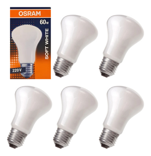 Kit 5x Lâmpada Incandescente 60w 220v E27 Soft White Osram