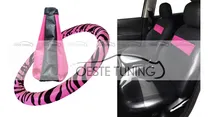 Comprar Fundas Cubre Asientos Ecocuero Rosa + Cubre Volante + Cofia 