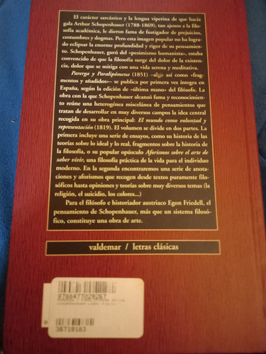 Arthur Schopenhauer Parerga Y Paralipómema