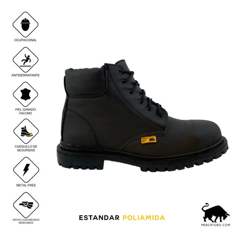 Imagen 3 de 6 de Bota Industrial De Trabajo Negra Casquillo De Poliamida