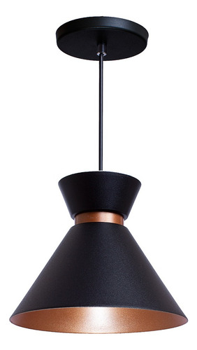 Lustre Pendente Cone Berlin 15cm Moderno Decoração Cor Preto 15 Cm