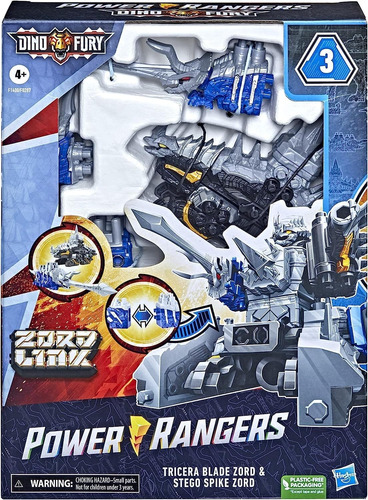 Power Rangers Dino Fury Blue Tricera Blade Y Black Stego 4