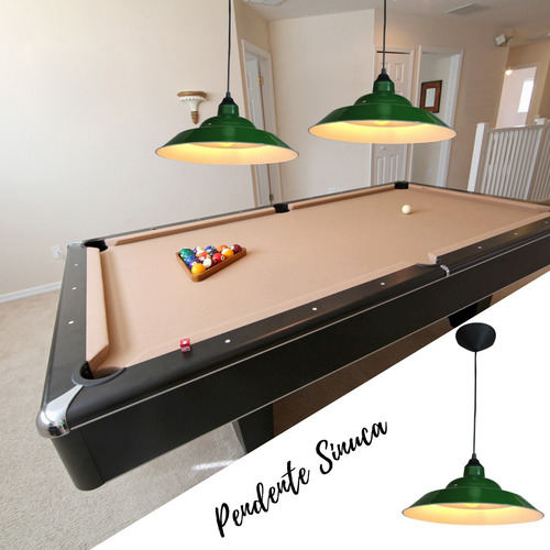 Lustre Pendente Mesa Sinuca Bilhar Snooker Prato Bedd Verde 110v/220v