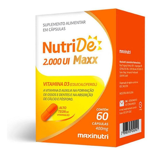 Nutride Vitamina D 2000 Ui Com 60 Capsulas Maxinutri
