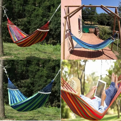 Imagen 3 de 5 de Hamaca 2 Plazas 100% Algodon Camping Hogar
