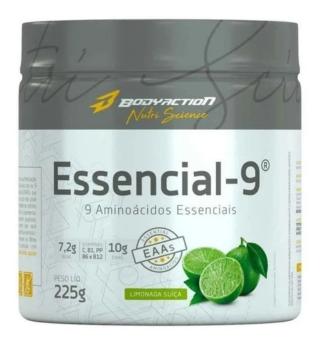 Essencial 9 Aminoácidos Essenciais 225g Bodyaction Sabor Limonada suíça