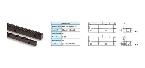 Diente Acero Al Carbono Gear Estante Tornillo Agujero