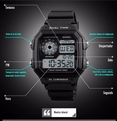 Relogio Skmei Digital Militar Crono Luz (invicta,oakley,tomm