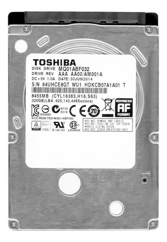 Disco rígido interno Toshiba MQ01ABF Series MQ01ABF032 320GB