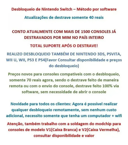 Desbloqueio Nintendo Switch Atmosphere Remoto A Distância