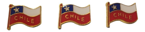 Pack De 3 Pin Piocha Metal Solapa, Adorno Bandera De Chile