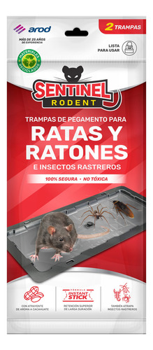Trampa Pegamento Ratones Ratas Sentinel Rodent Arod 4 Pzas