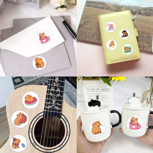 500 Pegatinas De Capibara 2,5 Cm Sticker Capibara Capybara Marrón Capibara