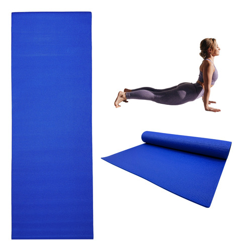 Tapete Yoga Pilates Fitness Antiderrapante Gym 6mm Espesor Color Azul