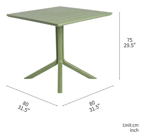 Mesa Comedor Restaurante Bar Cuadrada 80x80 Para Exterior Color Gris