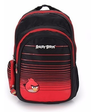 Mochila Notebook Acolchoada Angry Birds - Preto C/ Vermelho