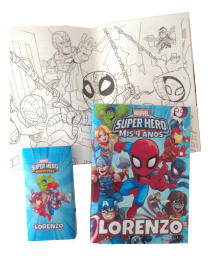 Souvenir Super Heroes - 30 Libritos Colorear Y 30 Lapices X6