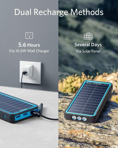 Anker Solar Power Bank, 10000 Solar Cargador Solar De Doble