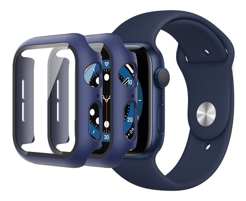 Imagem 1 de 10 de Capa Bumper Vidro + Pulseira Compatível Apple Watch Premium