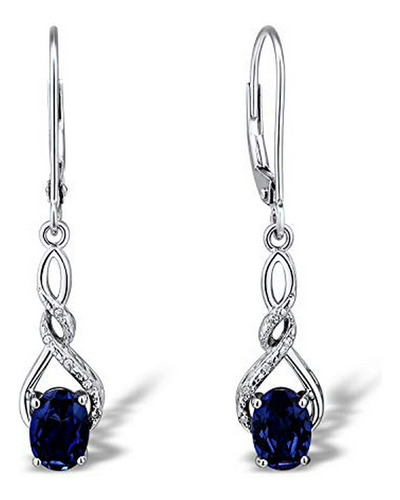 Aretes De Zafiros Azules Y Diamantes En Plata.