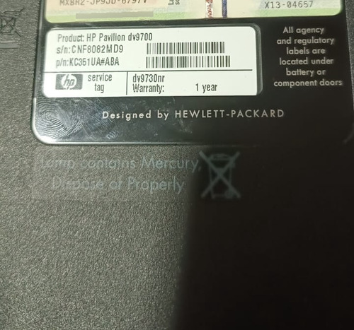 Laptop Hp Pavilion 9700 Para Repuesto (Usado)