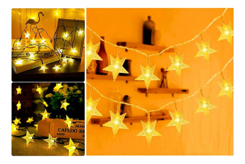 Luces Navidad Solar Guirnalda 6 M Estrellas Calida Solares