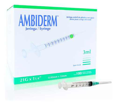Jeringa 3 Ml Ambiderm 100 Piezas
