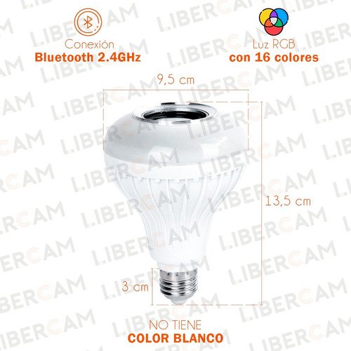 Imagen 5 de 10 de Lampara Luz Led Rgb Parlante Bluetooth 220v Control Remoto
