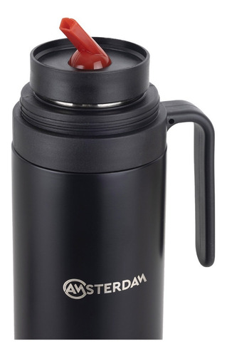 Imagen 2 de 4 de Combo Termo 1 Litro Mate Acero Inox - Doble Capa Amsterdam.