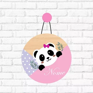 Plaquinha Flamula Porta Suport Quarto Infantil Ursinho Panda