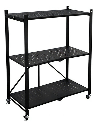 Rack 3 Niveles Metalico Negro Plegable Movil Resistente