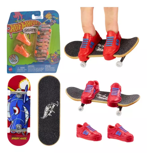 Skate De Dedo Hot Wheels C/ Tenis E Carrinho