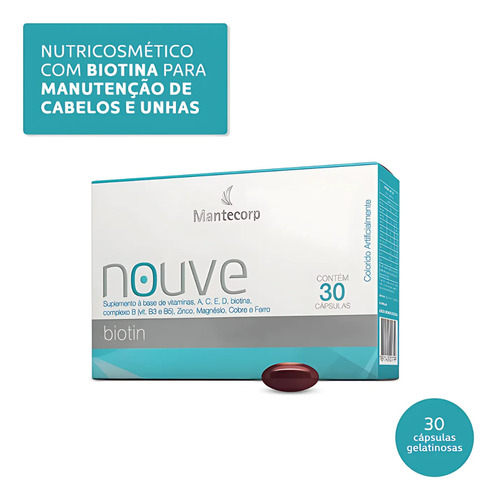 Nouve Biotin Cabelos Unhas E Pele 30 Cápsulas - Kit 3 Caixas