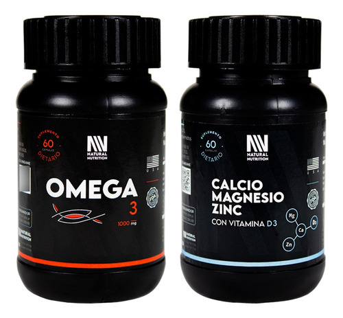 Natural Nutrition Kit Omega 3 + Calcio Magnesio Zinc D3 3c Sabor Omega 3 Y Calcio Magnesio Zinc D3