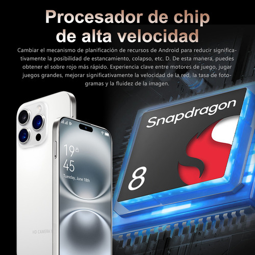 Dual Sim I16 Pro Max Desbloquea 12gb Ram +512gb Rom 2025 El Más Popular Teléfono Inteligente Android 14 Red 5g Admite Conexión Wifi Y Bluetooth Blanco