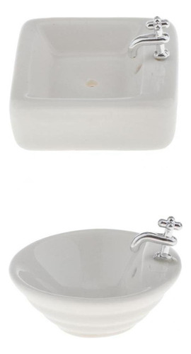 Paquete De 2 Lavabos 1:12 Para Accesorios De Muebles De Casa