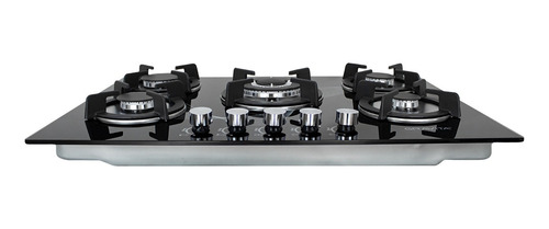 Parrilla A Gas De Cristal Templado 4 Quemadores Gravita Color Negro Gb6006gb-ci