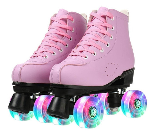 Patines 4 Ruedas Piel Sintética Niños Bolsa Transporte Luces