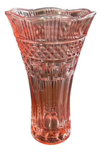 Vaso Em Vidro Rosa Estilo Val Saint Lambert Lindíssimo