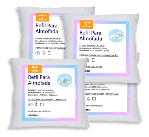 Enchimento Almofada Refil 45x45 Kit Com 4 Unidades