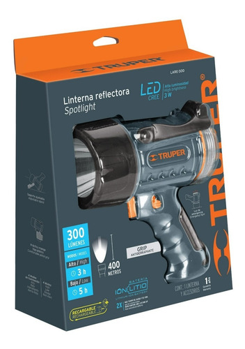 Lámpara Recargable De Led 300 Lm Alta Potencia, Truper