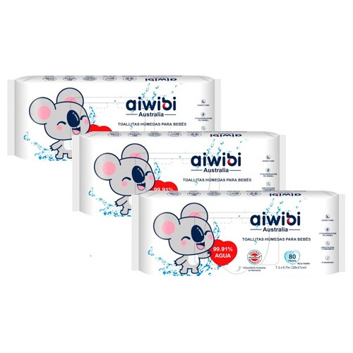 Toallas Humedas Aiwibi Agua Pack X3 (240unidades)