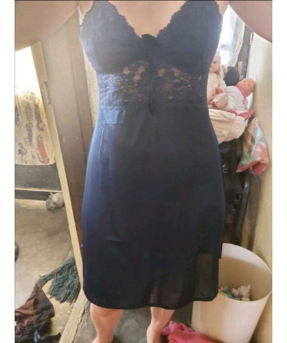 Camisón De Dormir Tipo Vestido Cómodo De Razo Con Encaje