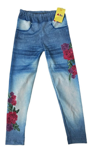 Legging Calzas Niñas T.4/12 Simil Jean Elastizadas 