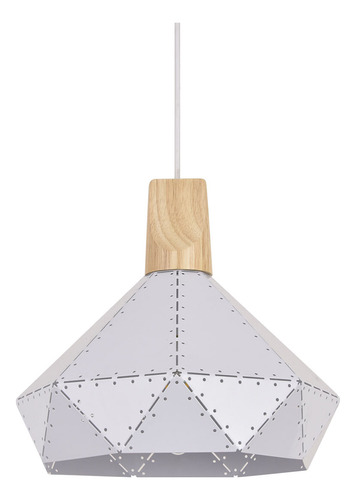 Lampara Colgante Triangular Blanca Madera 30cm E27