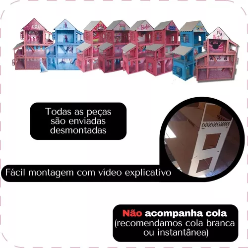 Casa Casinha Boneca Tema Barbie Madeira Mdf Pintado em Promoção na