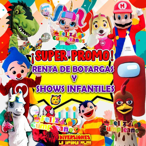 Imagen 1 de 10 de Renta De Botargas Dinosaurio Among Us Plim Plim Bely Y Beto
